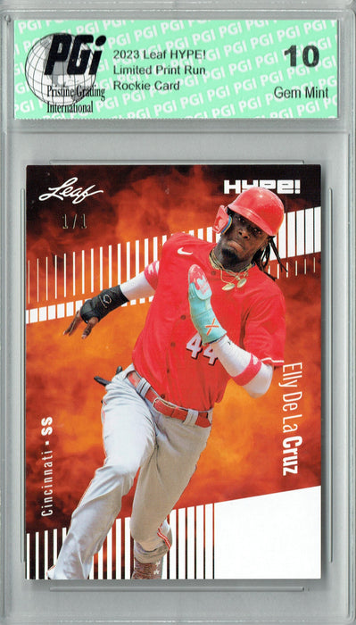 Elly De La Cruz 2023 Leaf HYPE! #115 White Blank Back #1/1 Rookie Card PGI 10