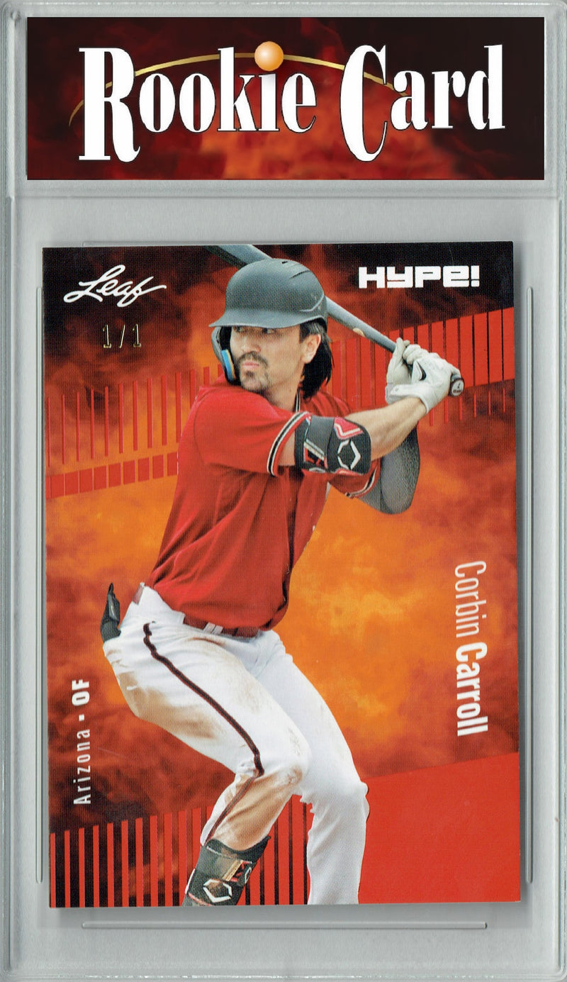 Certified Mint+ Corbin Carroll 2023 Leaf HYPE #109 Red Blank Back #1/1 Rookie Card Arizona Diamondbacks