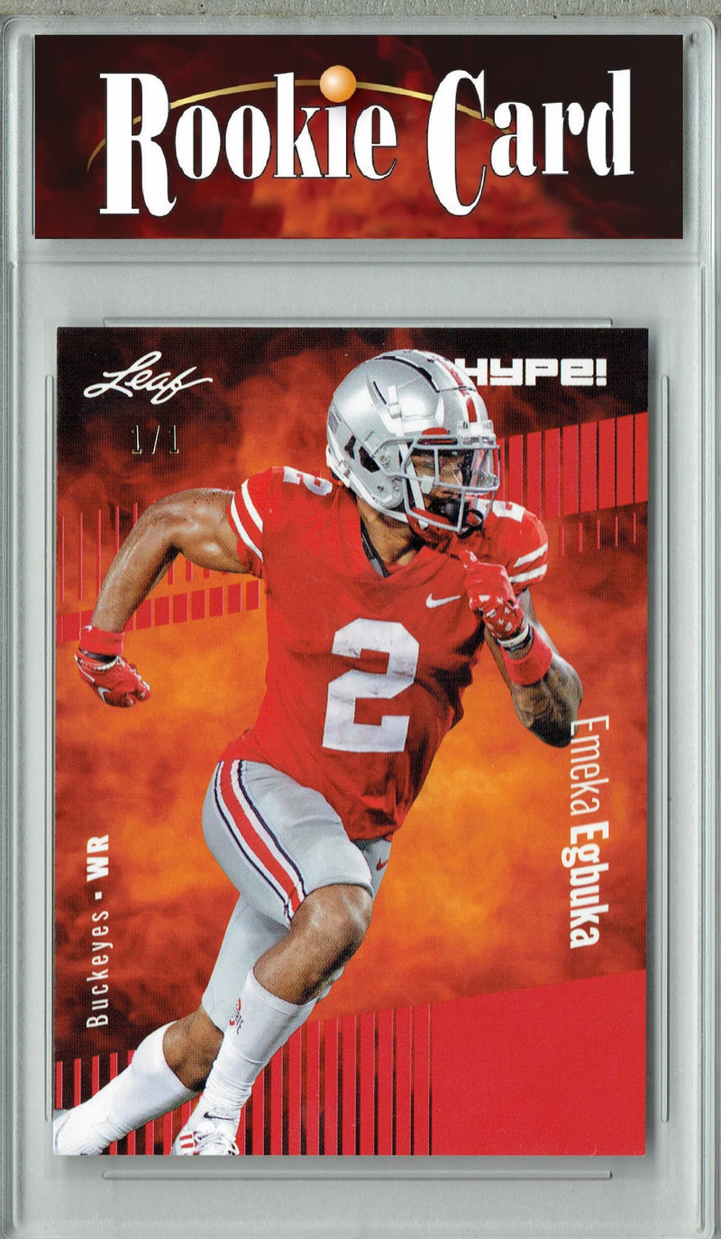 Emeka Egbuka Rookie Card Ohio State Buckeyes Football Trading Card 2023 Leaf HYPE! #116 Red Blank Back 1/1  Certified Mint+