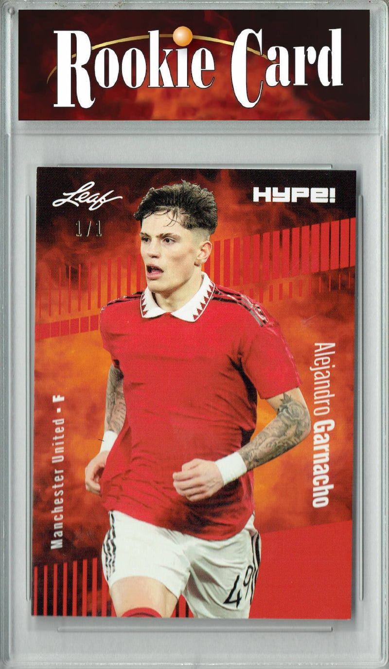 Certified Mint+ Alejandro Garnacho 2023 Leaf HYPE #99A Red Blank Back #1/1 Rookie Card Manchester United