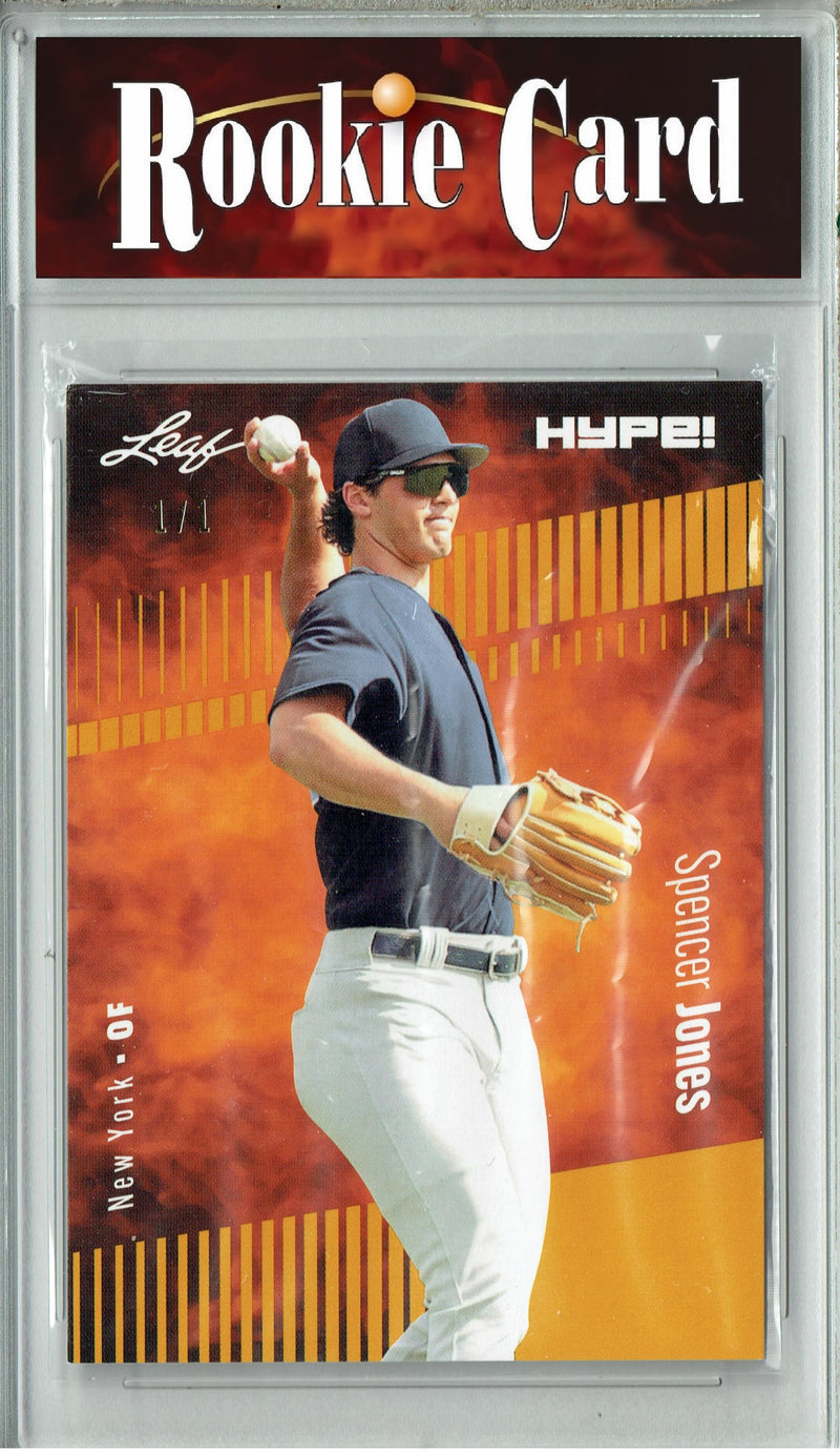 Certified Mint+ Spencer Jones 2023 Leaf HYPE #136 Gold Blank Back #1/1 Rookie Card New York Yankees