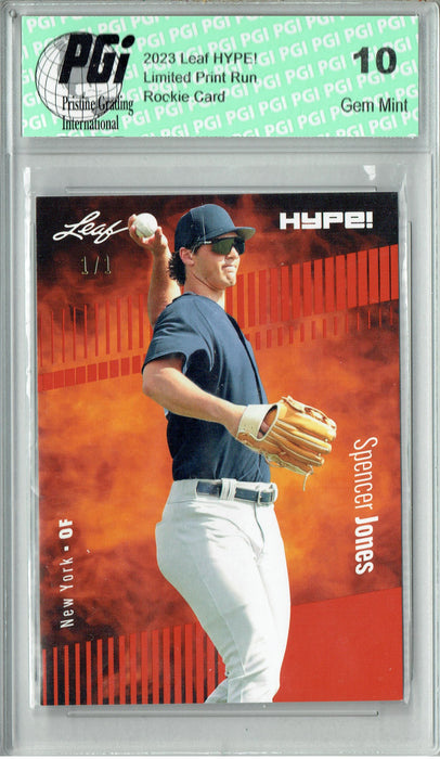 Spencer Jones 2023 Leaf HYPE! #136 Orange Blank Back #1/1 Rookie Card PGI 10