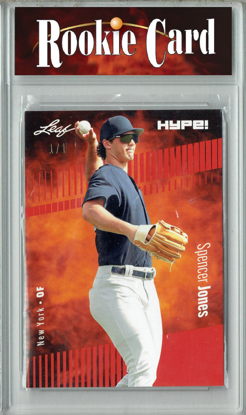 Certified Mint+ Spencer Jones 2023 Leaf HYPE #136 Red Blank Back #1/1 Rookie Card New York Yankees