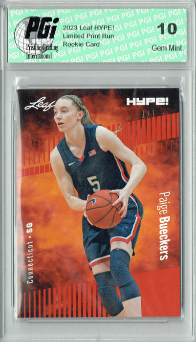 Paige Bueckers 2023 Leaf HYPE! #131A Orange Blank Back #1/1 Rookie Card PGI 10