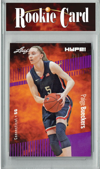 Certified Mint+ Paige Bueckers 2023 Leaf HYPE! #131A Purple Blank Back #1/1 Rookie Card