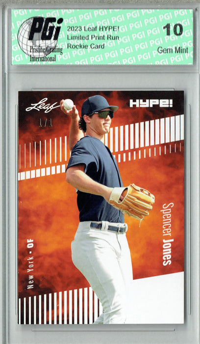 Spencer Jones 2023 Leaf HYPE! #136 White Blank Back #1/1 Rookie Card PGI 10