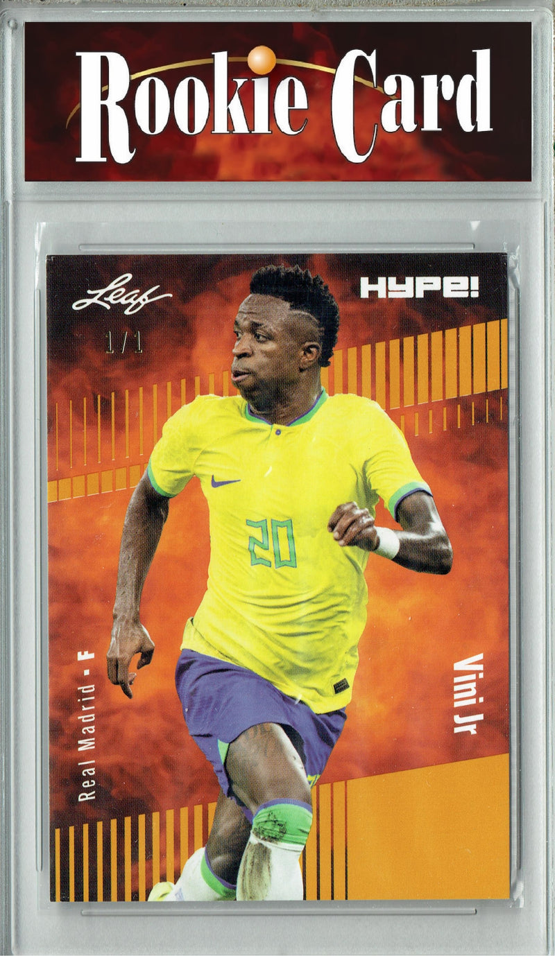 Certified Mint+ Vinicius Vini Junior 2023 Leaf HYPE #138 Gold Blank Back #1/1 Trading Card Real Madrid & Brazil National Team