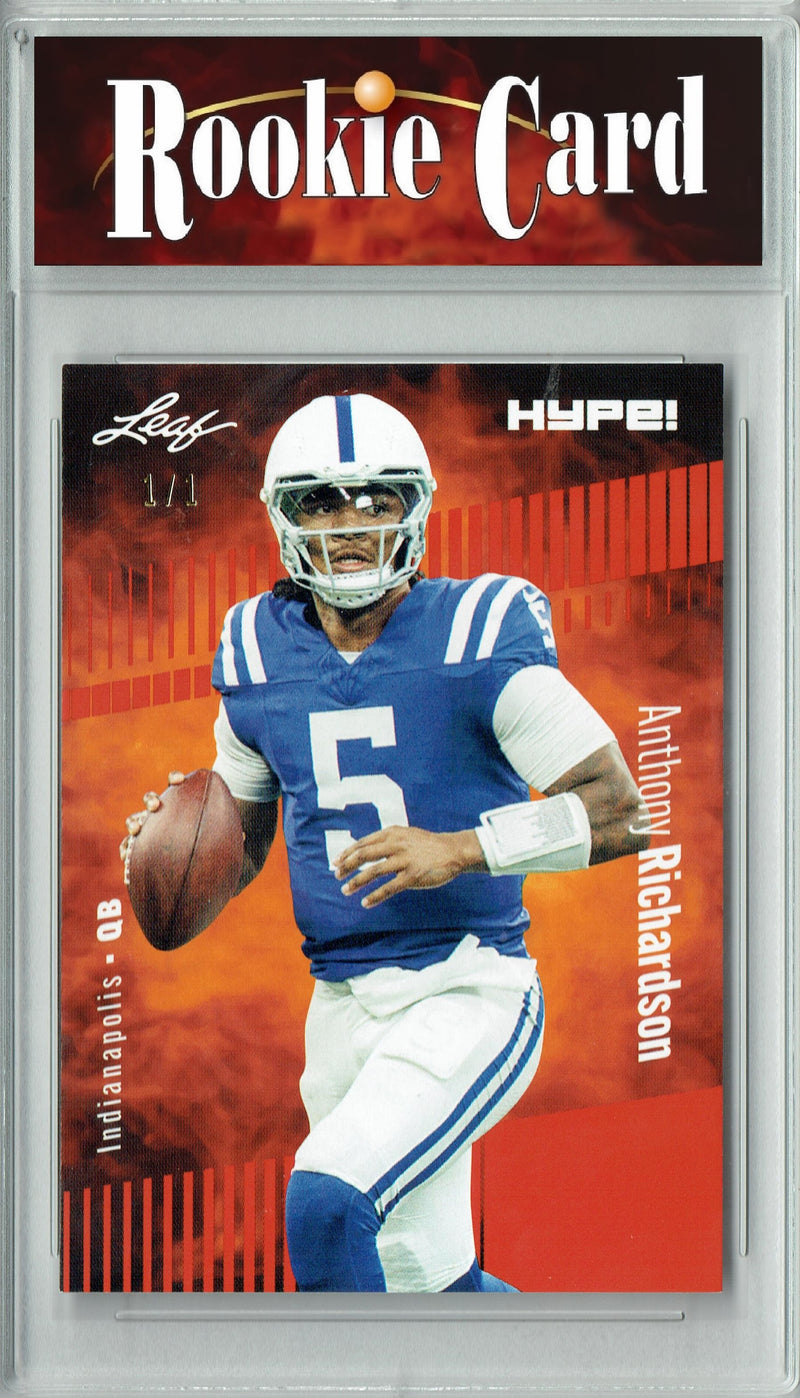 Anthony Richardson Rookie Card Indianapolis Football Trading Card 2023 Leaf HYPE! #100 Red Blank Back 1/1  Certified Mint+