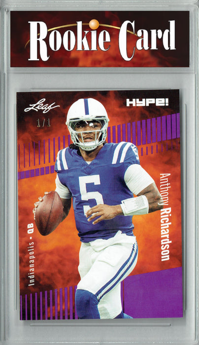Certified Mint+ Anthony Richardson 2023 Leaf HYPE! #100 Purple Blank Back #1/1 Rookie Card