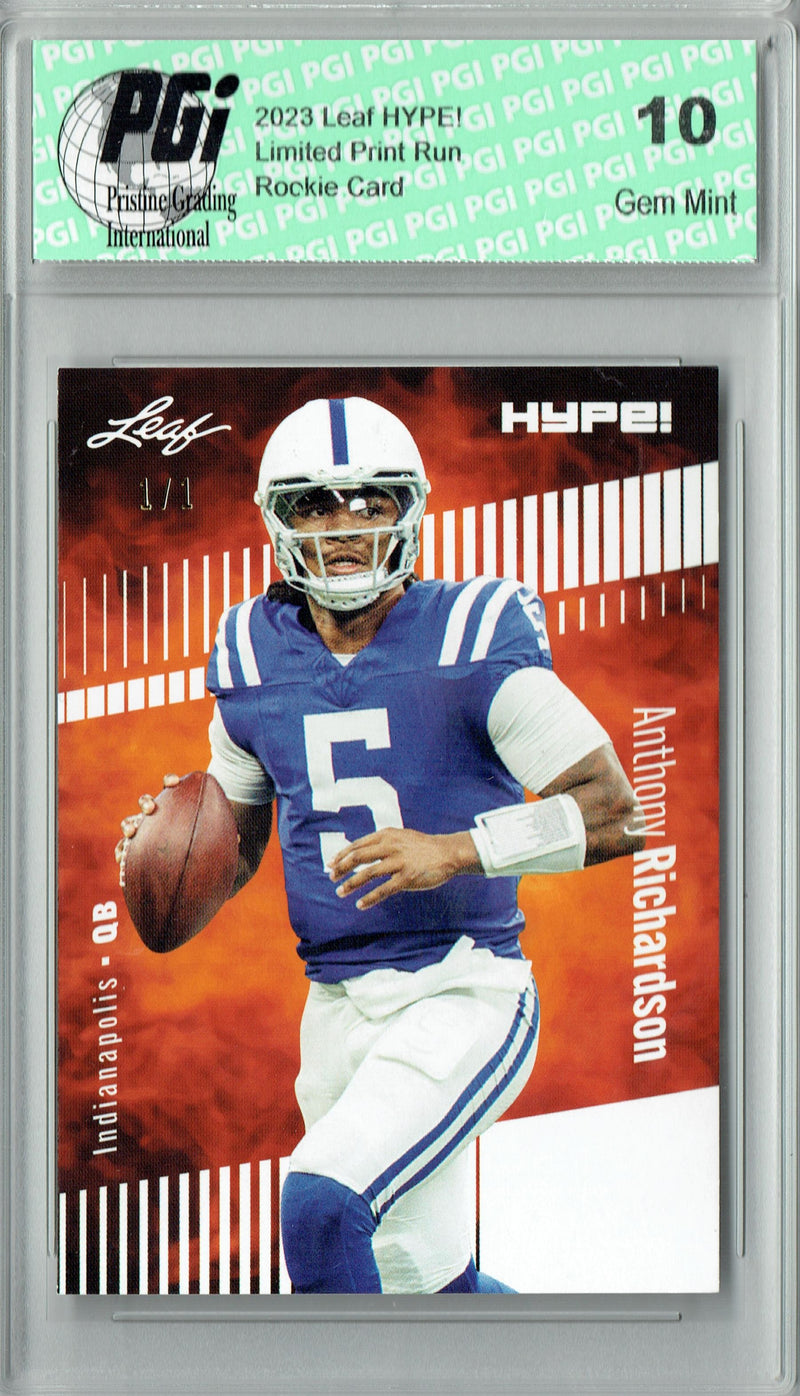 Anthony Richardson Rookie Card Indianapolis PGI 10 Gem Mint Football Trading Card 2023 Leaf HYPE! #100 White Blank Back 1/1