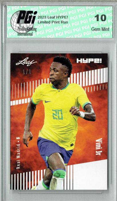 Vinicius Vini Junior 2023 Leaf HYPE! #138 White Blank Back #1/1 Trading Card PGI 10