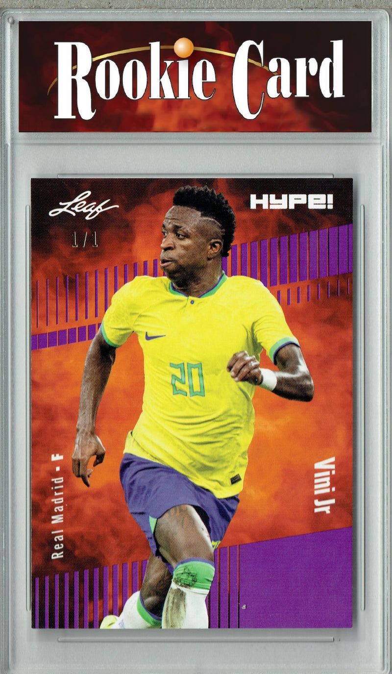 Certified Mint+ Vinicius Vini Junior 2023 Leaf HYPE #138 Purple Blank Back #1/1 Trading Card Real Madrid & Brazil National Team