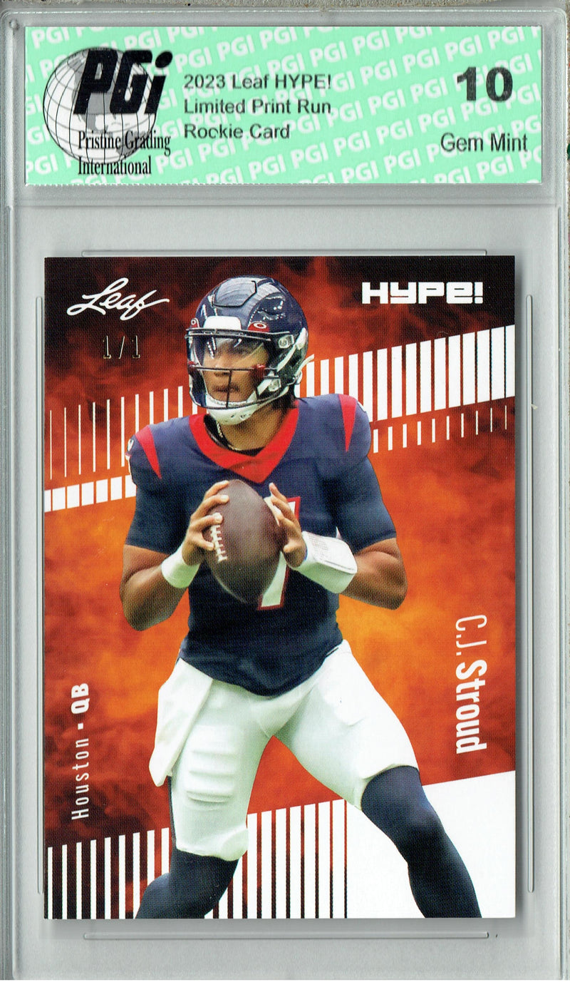 C.J. Stroud 2023 Leaf HYPE! #106 White Blank Back #1/1 Rookie Card PGI 10