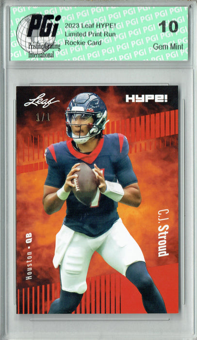 C.J. Stroud 2023 Leaf HYPE! #106 Orange Blank Back #1/1 Rookie Card PGI 10