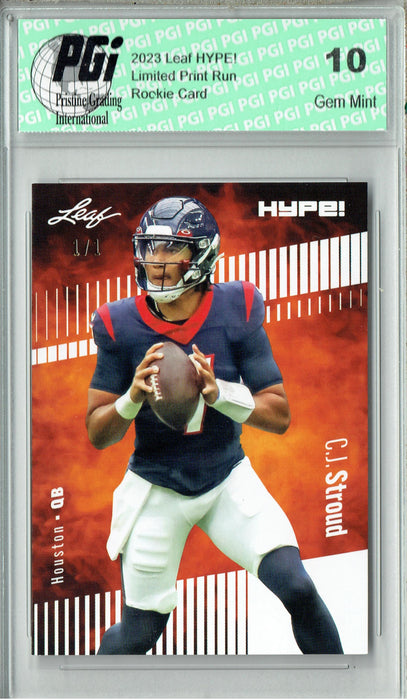 C.J. Stroud 2023 Leaf HYPE! #106 White Blank Back #1/1 Rookie Card PGI 10