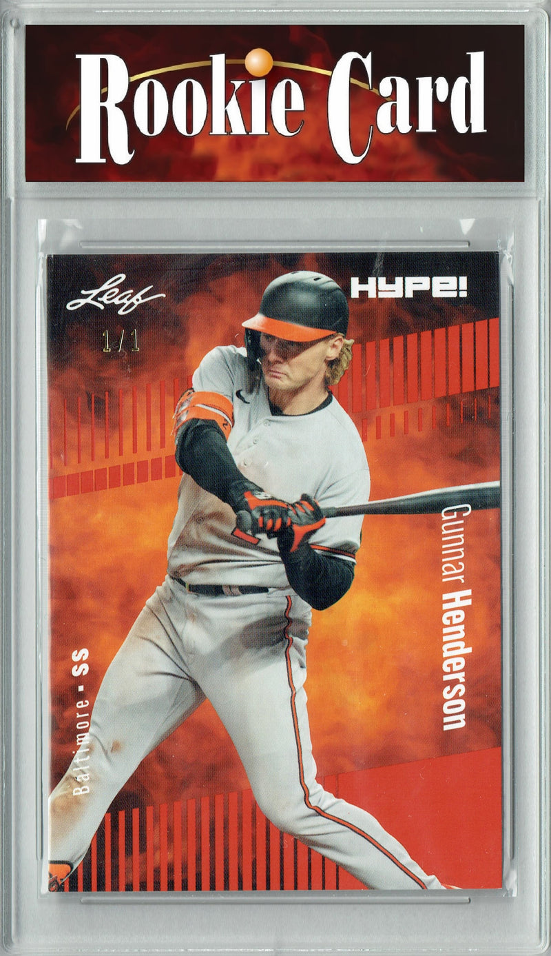 Certified Mint+ Gunnar Henderson 2023 Leaf HYPE #121 Red Blank Back #1/1 Rookie Card Baltimore Orioles