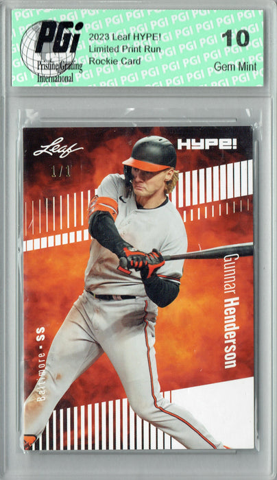 Gunnar Henderson 2023 Leaf HYPE! #121 White Blank Back #1/1 Rookie Card PGI 10