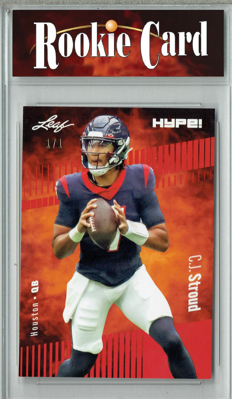 C.J. Stroud Rookie Card Houston Football Trading Card 2023 Leaf HYPE! #106 Red Blank Back 1/1  Certified Mint+