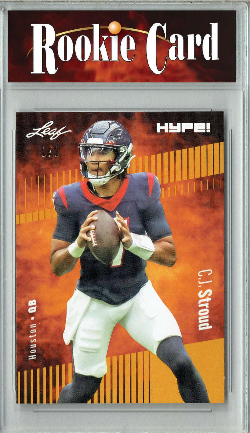 C.J. Stroud Rookie Card Houston Football Trading Card 2023 Leaf HYPE! #106 Gold Blank Back 1/1  Certified Mint+