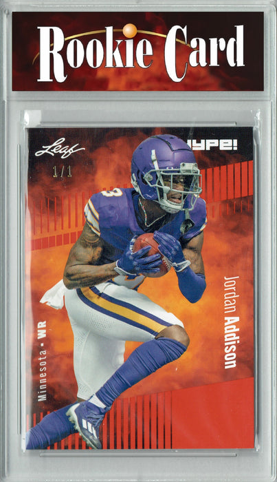 Certified Mint+ Jordan Addison 2023 Leaf HYPE! #127A Red Blank Back #1/1 Rookie Card