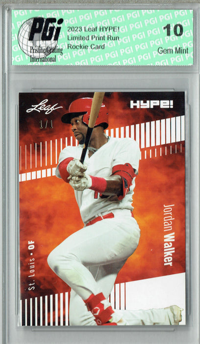 Jordan Walker 2023 Leaf HYPE! #128 White Blank Back #1/1 Rookie Card PGI 10