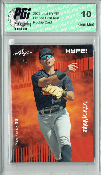 Anthony Volpe 2023 Leaf HYPE! #101 Orange Blank Back #1/1 Rookie Card PGI 10