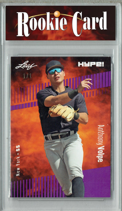Certified Mint+ Anthony Volpe 2023 Leaf HYPE! #101 Purple Blank Back #1/1 Rookie Card