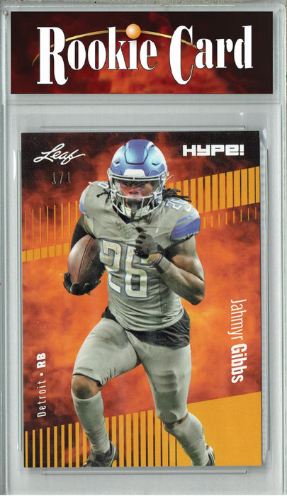 Certified Mint+ Jahmyr Gibbs 2023 Leaf HYPE! #125 Gold Blank Back #1/1 Rookie Card