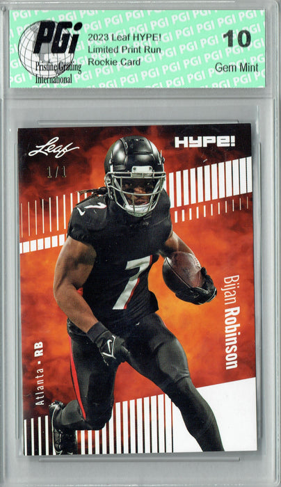 Bijan Robinson 2023 Leaf HYPE! #102 White Blank Back #1/1 Rookie Card PGI 10