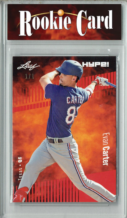 Certified Mint+ Evan Carter 2023 Leaf HYPE! #120 Red Blank Back #1/1 Rookie Card