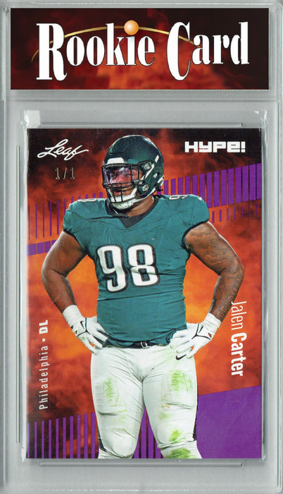 Certified Mint+ Jalen Carter 2023 Leaf HYPE! #126 Purple Blank Back #1/1 Rookie Card