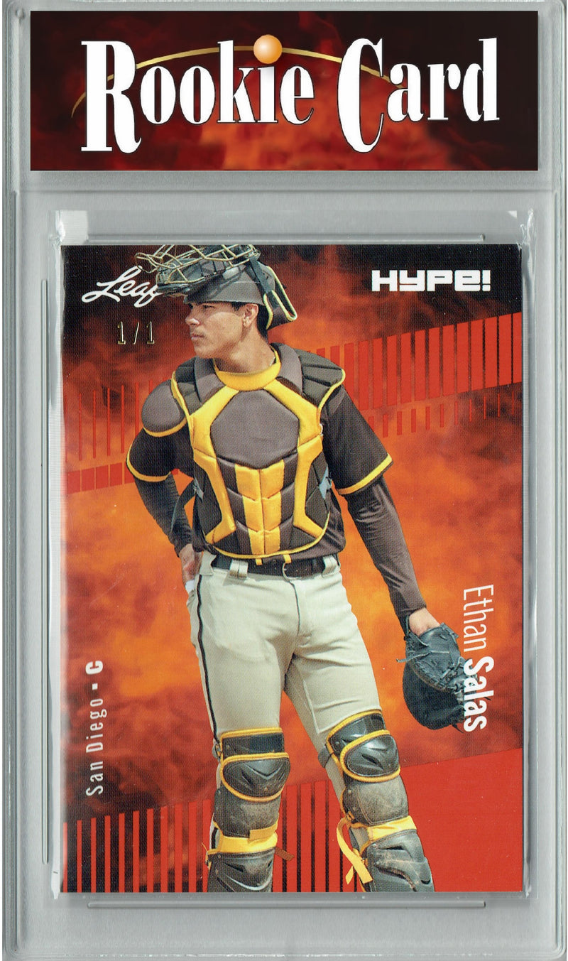 Certified Mint+ Ethan Salas 2023 Leaf HYPE #119A Red Blank Back #1/1 Rookie Card San Diego Padres