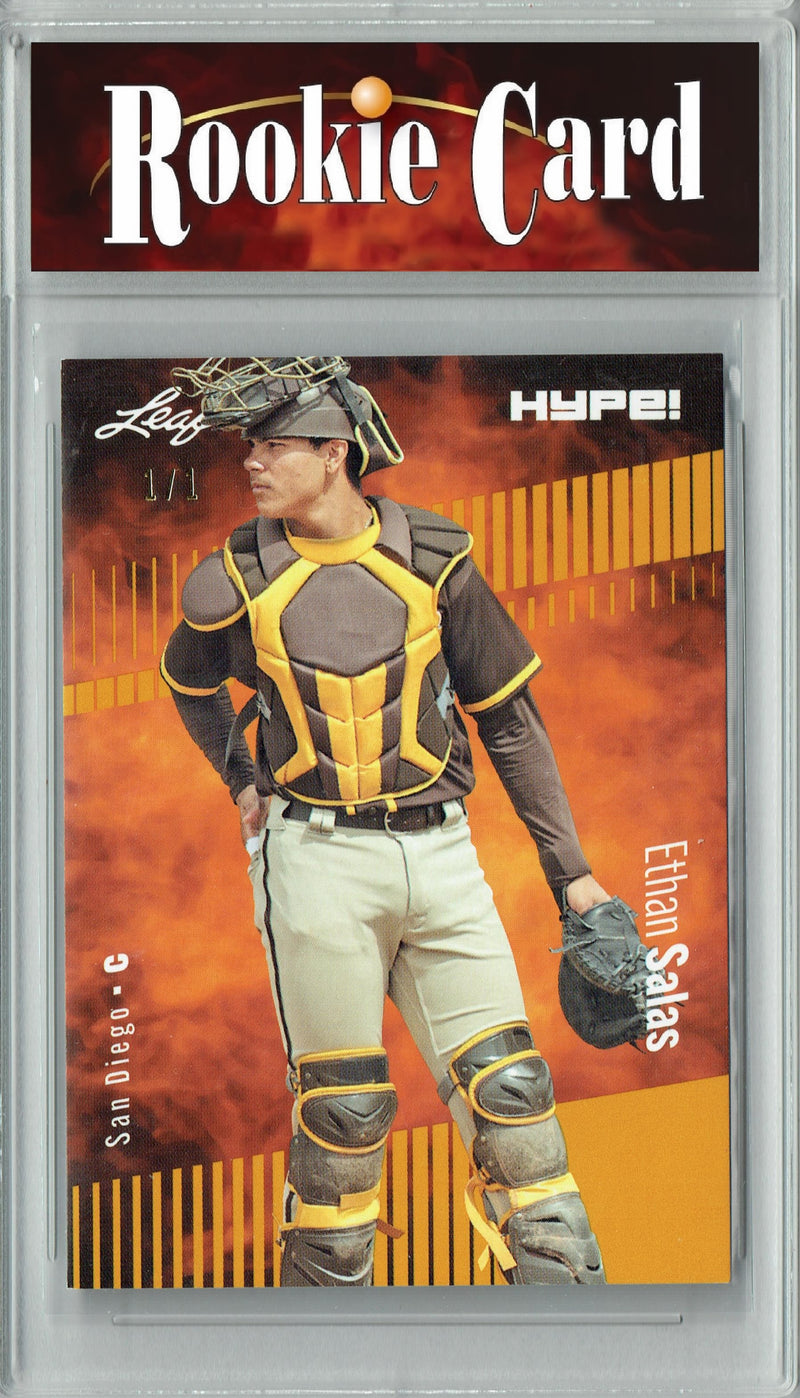 Certified Mint+ Ethan Salas 2023 Leaf HYPE #119A Gold Blank Back #1/1 Rookie Card San Diego Padres