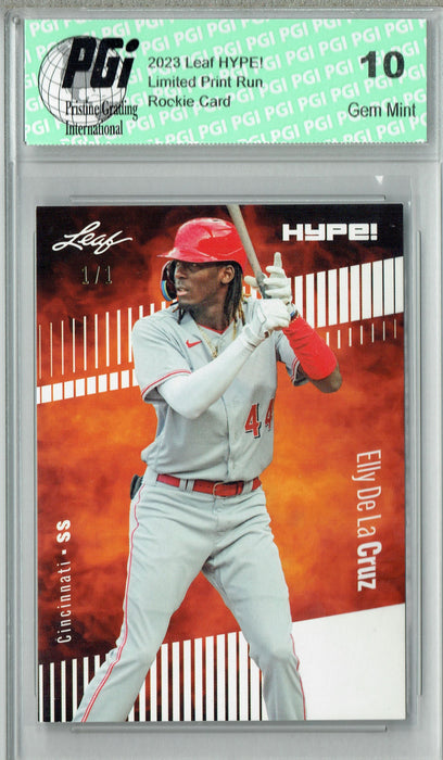 Elly De La Cruz 2023 Leaf HYPE! #115a White Blank Back #1/1 Rookie Card PGI 10