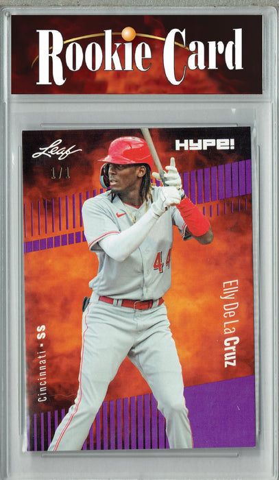 Certified Mint+ Elly De La Cruz 2023 Leaf HYPE! #115a Purple Blank Back #1/1 Rookie Card