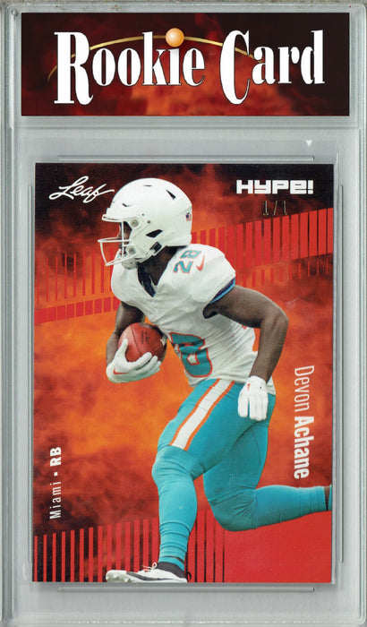 Certified Mint+ Devon Achane 2023 Leaf HYPE! #113 Red Blank Back #1/1 Rookie Card