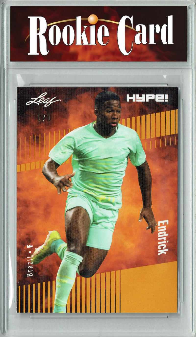 Certified Mint+ Endrick 2023 Leaf HYPE #117 Gold Blank Back #1/1 Rookie Card Real Madrid & Brazil National Team
