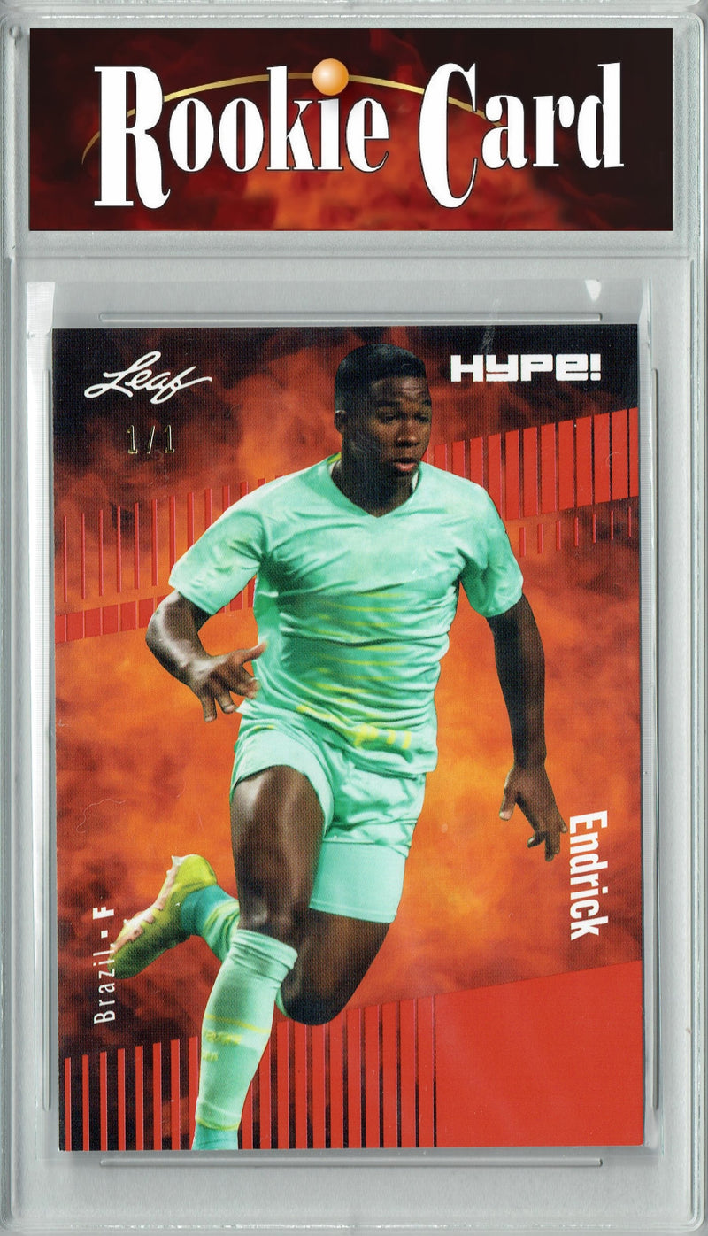 Certified Mint+ Endrick 2023 Leaf HYPE #117 Red Blank Back #1/1 Rookie Card Real Madrid & Brazil National Team