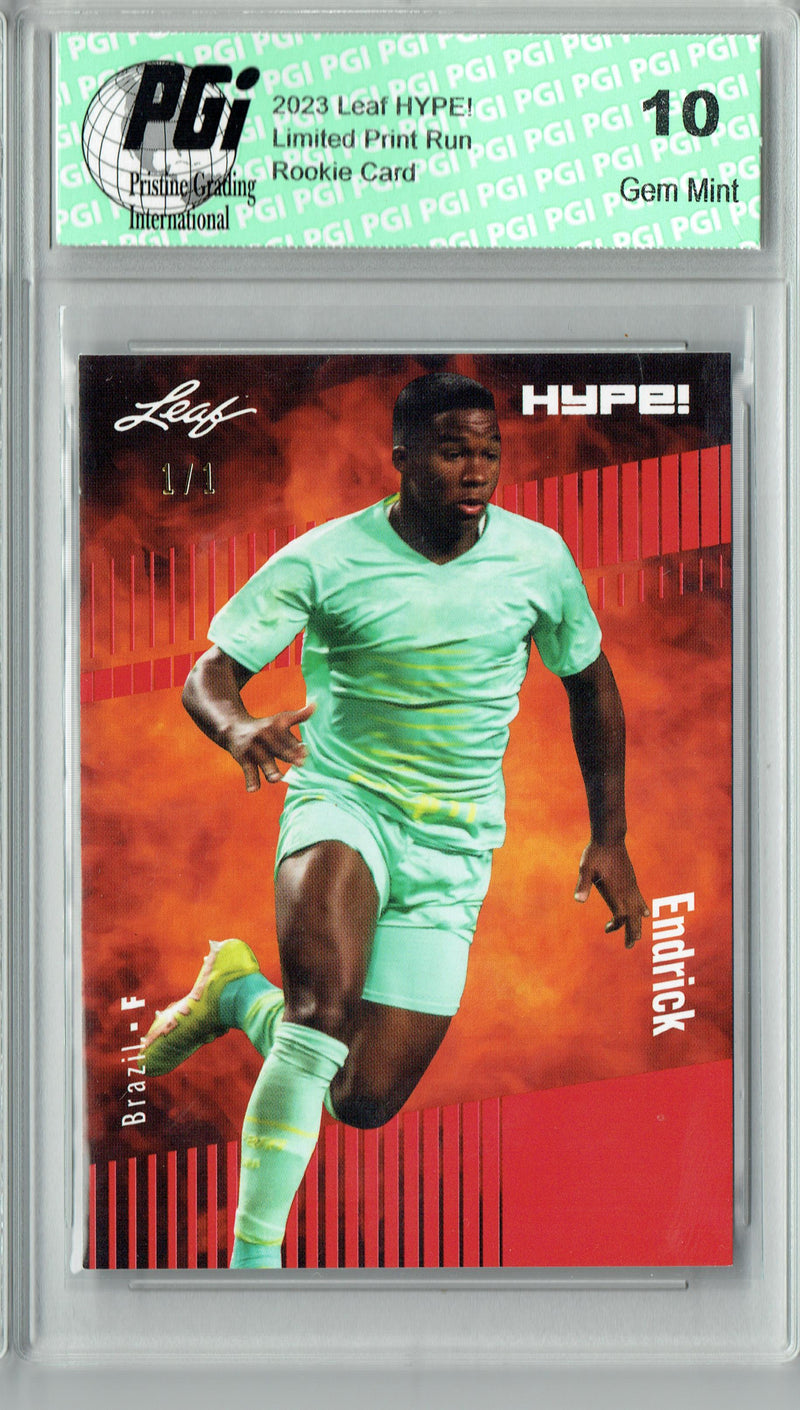 Endrick 2023 Leaf HYPE! #117 Orange Blank Back #1/1 Rookie Card PGI 10