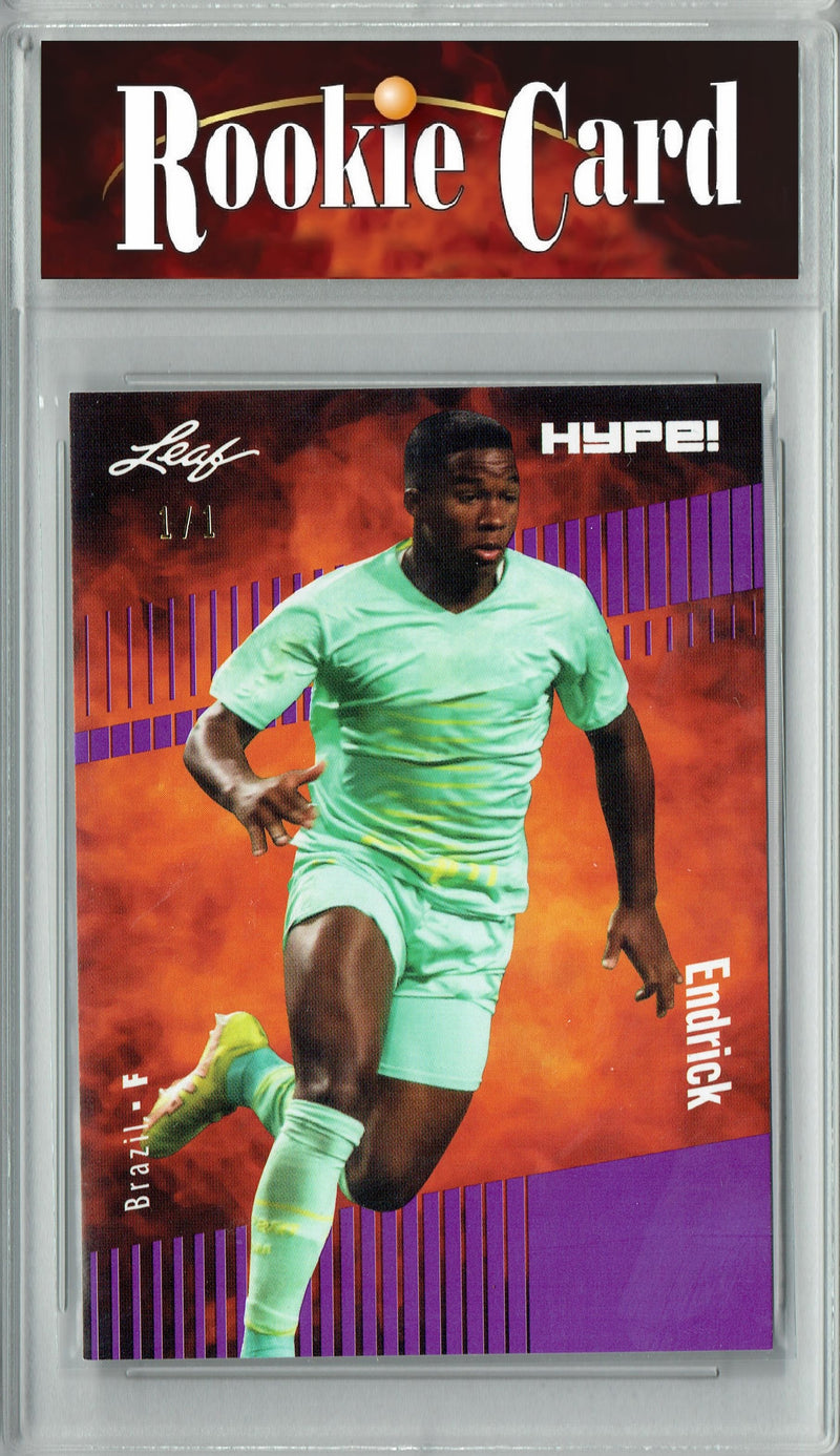 Certified Mint+ Endrick 2023 Leaf HYPE #117 Purple Blank Back #1/1 Rookie Card Real Madrid & Brazil National Team