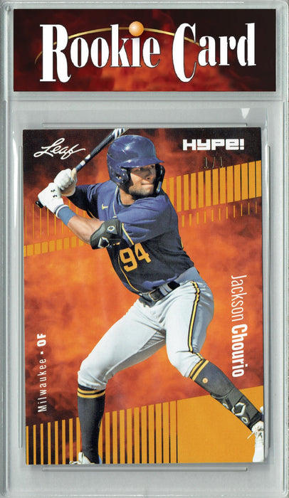 Certified Mint+ Jackson Chourio 2023 Leaf HYPE! #123 Gold Blank Back #1/1 Rookie Card