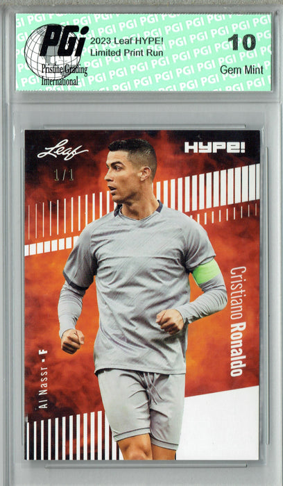 Cristiano Ronaldo 2023 Leaf HYPE! #110 White Blank Back #1/1 Trading Card PGI 10