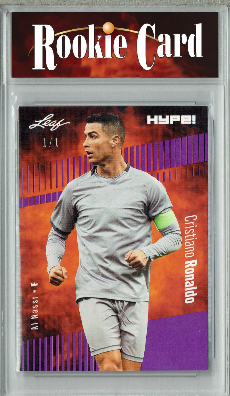 Certified Mint+ Cristiano Ronaldo 2023 Leaf HYPE #110 Purple Blank Back #1/1 Trading Card