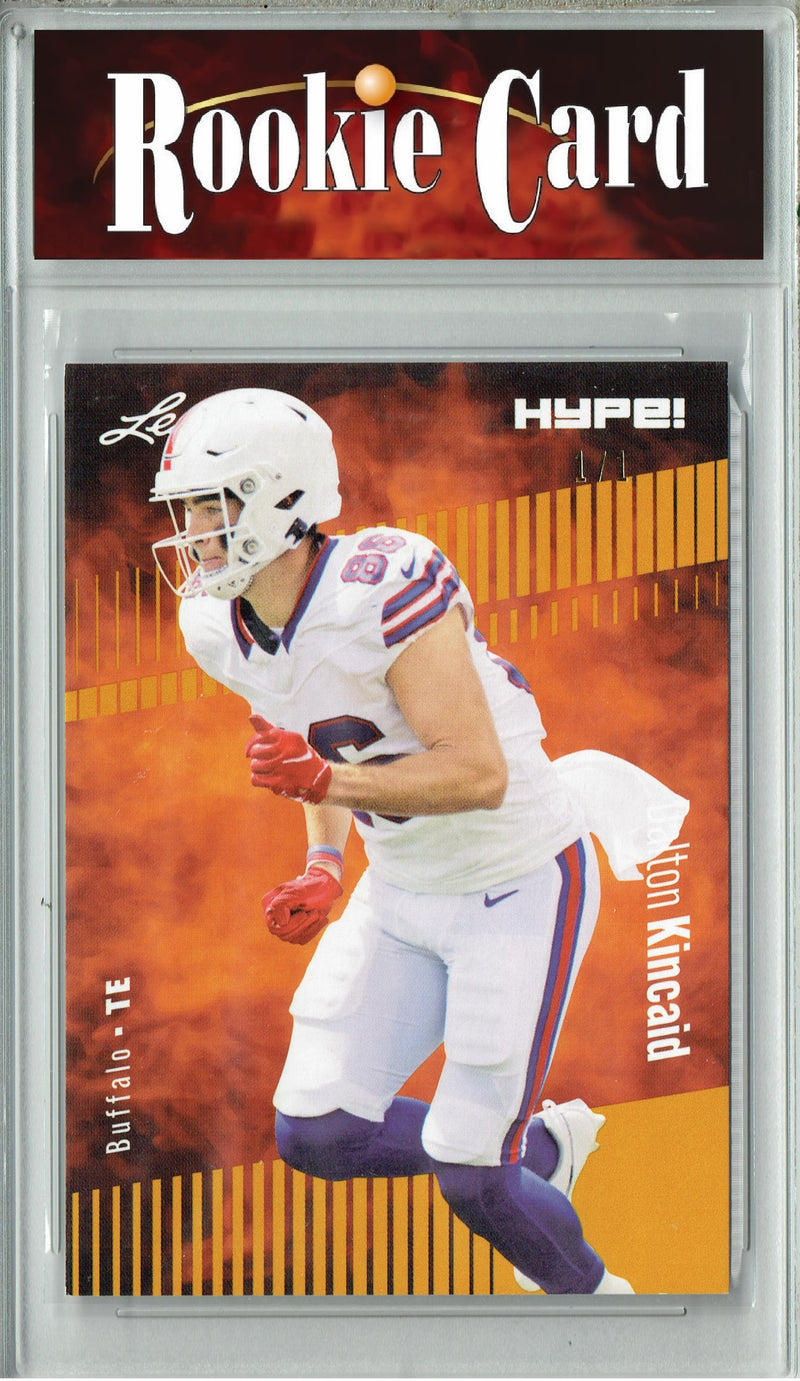 Dalton Kincaid Rookie Card Buffalo Football Trading Card 2023 Leaf HYPE! #111 Gold Blank Back 1/1  Certified Mint+