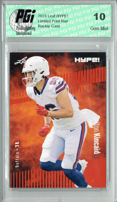 Dalton Kincaid 2023 Leaf HYPE! #111 Orange Blank Back #1/1 Rookie Card PGI 10