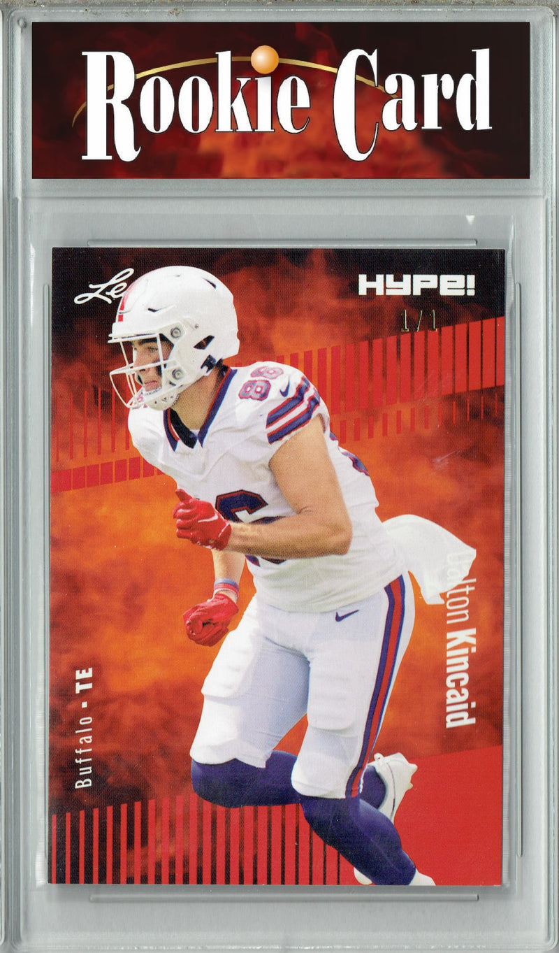 Dalton Kincaid Rookie Card Buffalo Football Trading Card 2023 Leaf HYPE! #111 Red Blank Back 1/1  Certified Mint+