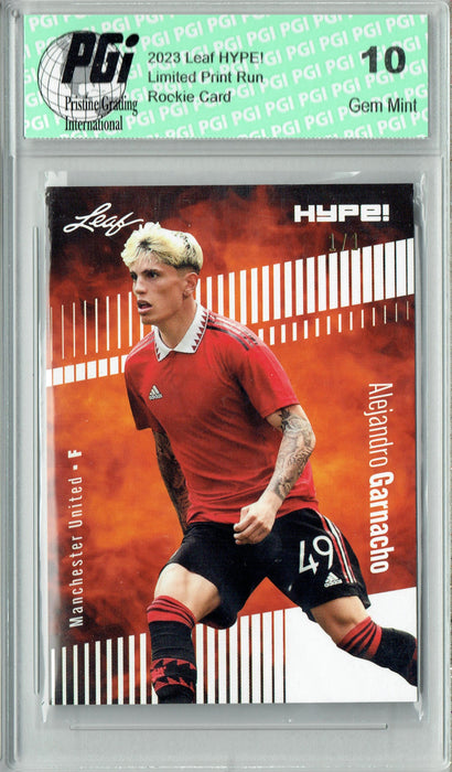 Alejandro Garnacho 2023 Leaf HYPE! #99 White Blank Back #1/1 Rookie Card PGI 10
