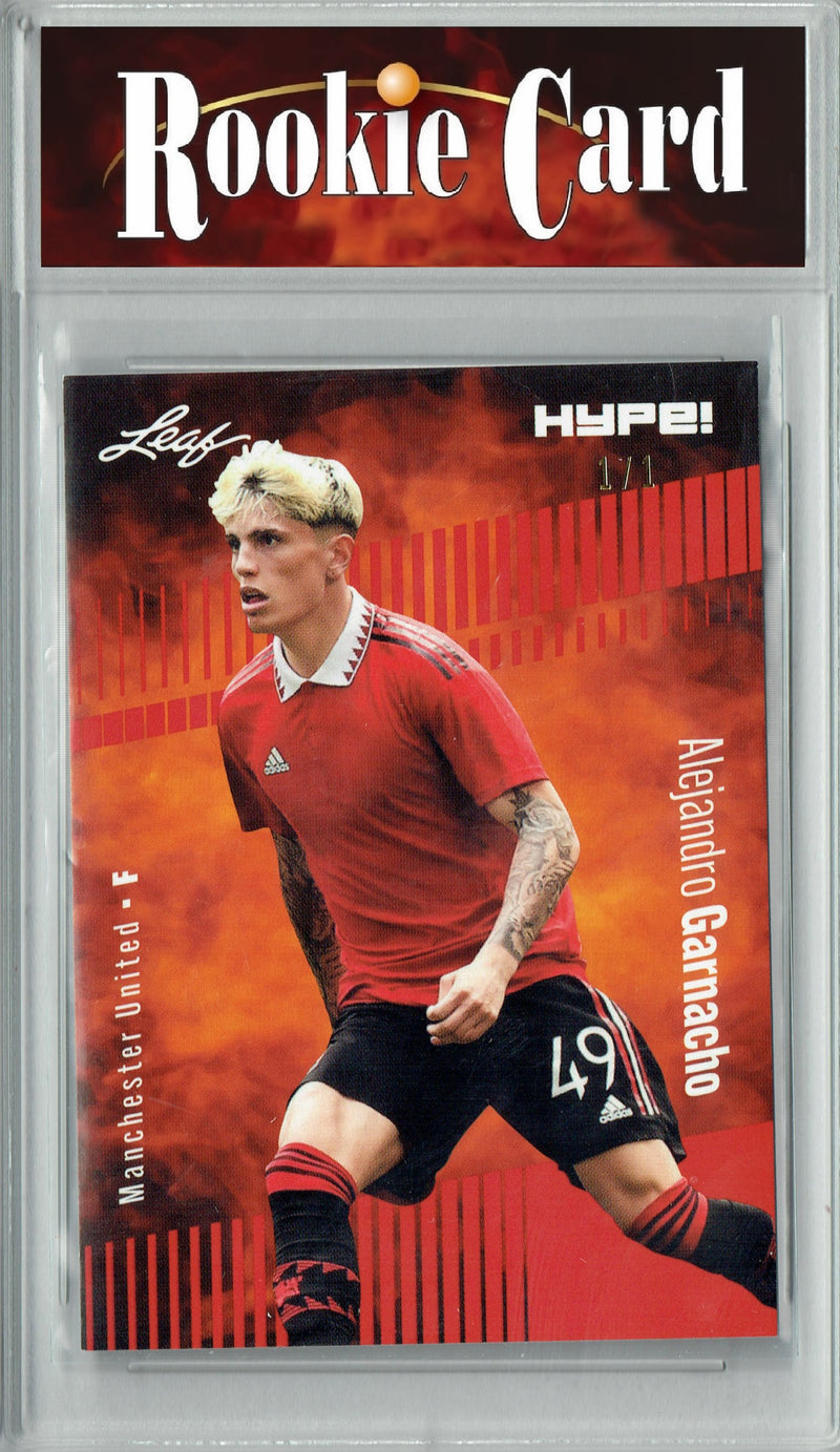 Certified Mint+ Alejandro Garnacho 2023 Leaf HYPE #99 Red Blank Back #1/1 Rookie Card Manchester United