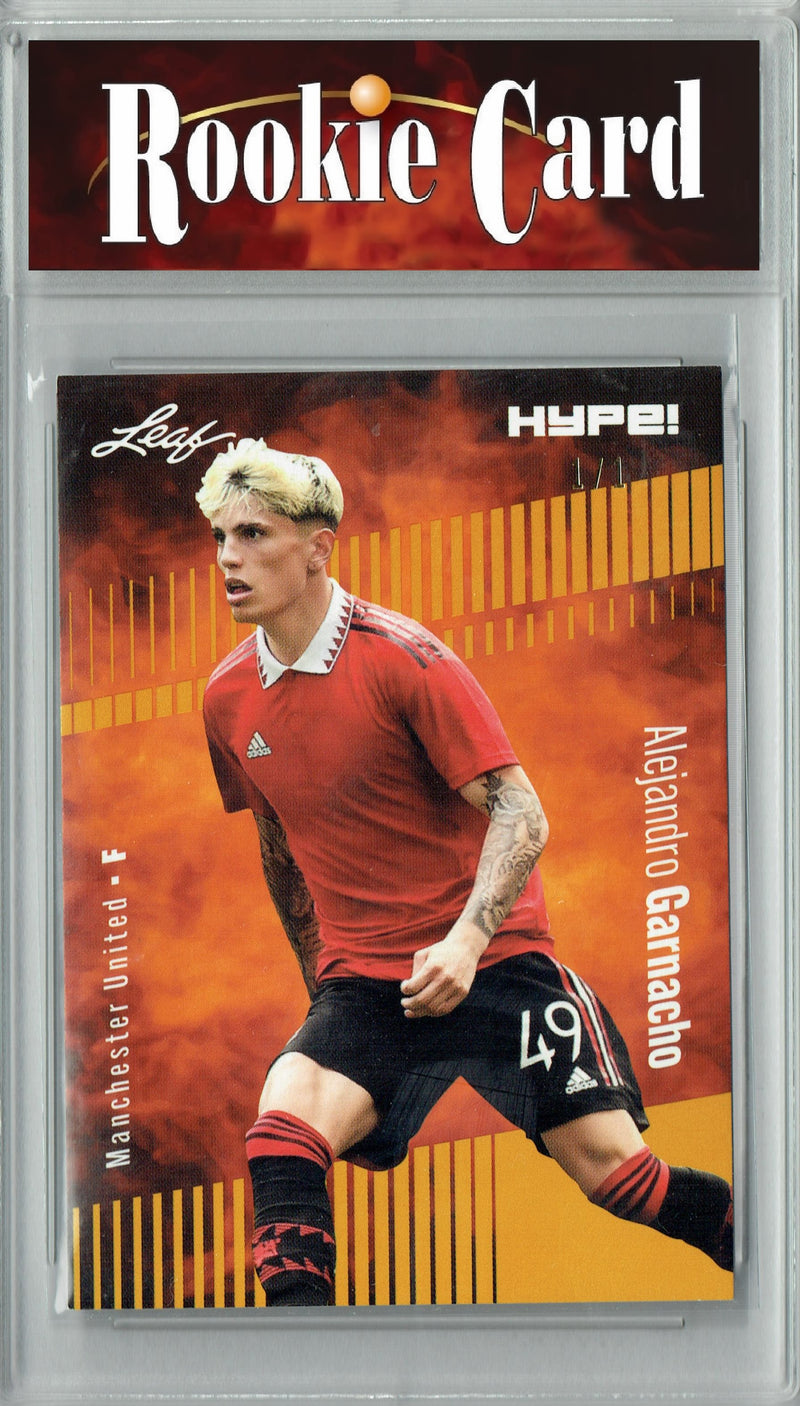 Certified Mint+ Alejandro Garnacho 2023 Leaf HYPE #99 Gold Blank Back #1/1 Rookie Card Manchester United