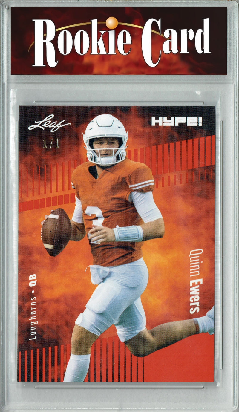 Quinn Ewers Rookie Card Texas Longhorns Football Trading Card 2023 Leaf HYPE! #133 Red Blank Back 1/1  Certified Mint+